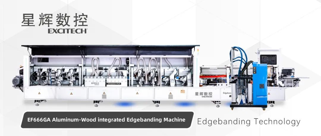 Tehnologia Excitech EF666GA mașină de încadrat canturi integrată din aluminiu și lemn.